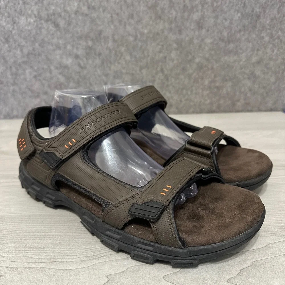 Skechers Louden Sandals Mens 13 Brown Relaxed Fit Memory‎ Foam Strappy